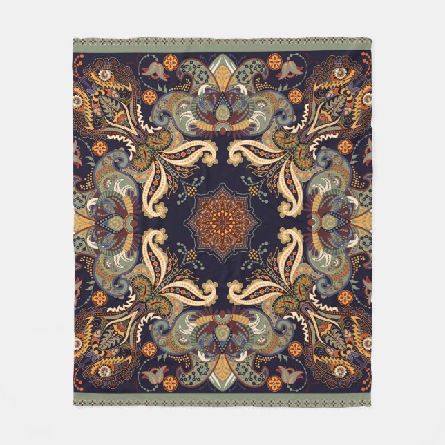 Cobertor De Velo Paisley Floral: Batik Shawl Elegance. (Frente)