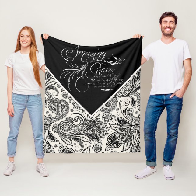 Cobertor De Velo Paisley preto e branco Amazing Grace (In Situ)