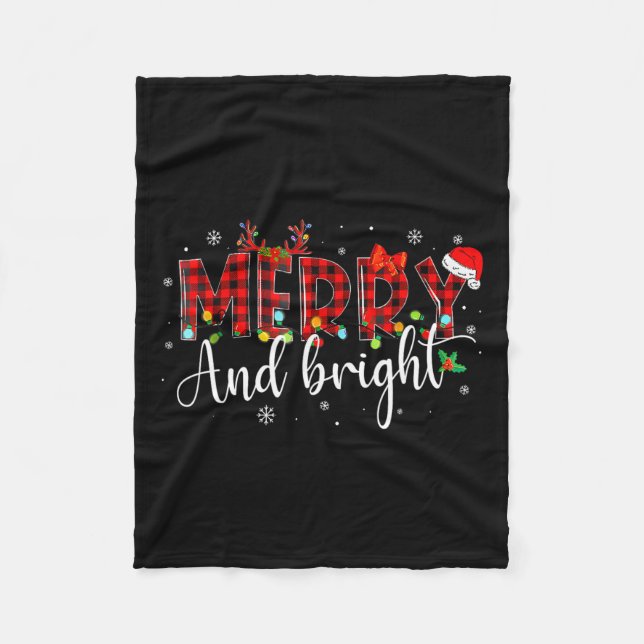 Cobertor De Velo Paja Da Família De Luzes De Natal Brilhante E feli (Frente)