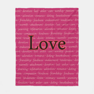 Cobertor De Velo Palavras de Amor Typografia Rosa Fleece Blanket