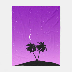 Cobertor De Velo Palm Tree Silhoule Contra Roxo