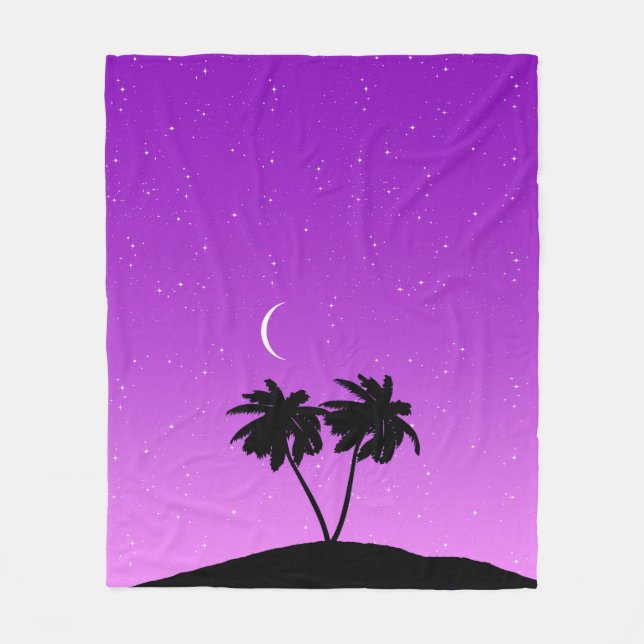 Cobertor De Velo Palm Tree Silhoule Contra Roxo (Frente)