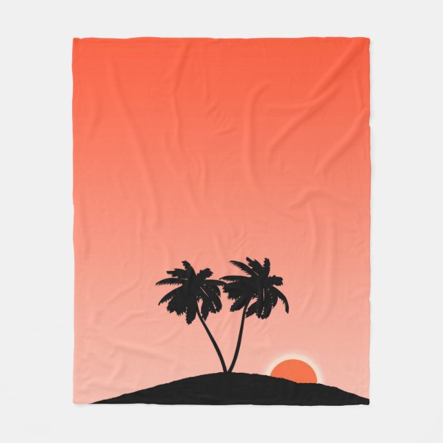 Cobertor De Velo Palm Tree Silhoule Contra Sunset Orange (Frente)