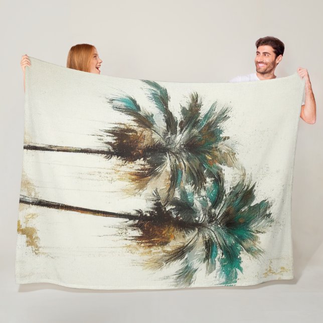 Cobertor De Velo Palm Tree Tropical Fleece Blanket (In Situ)
