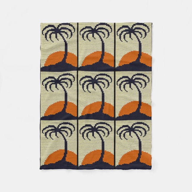 Cobertor De Velo Palm Tropical Palm Tree Orange Sunset Crochet Impr (Frente)