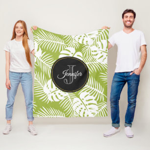 Cobertor De Velo Palma Verde Deixa Monograma do Padrão Floresta Tr