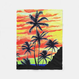 Cobertor De Velo Palmas de Coco Sunset Havaiano