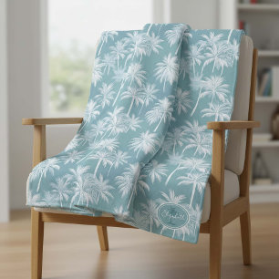 Cobertor De Velo Palmeira havaiana Silhouette Pattern Teal ID1093