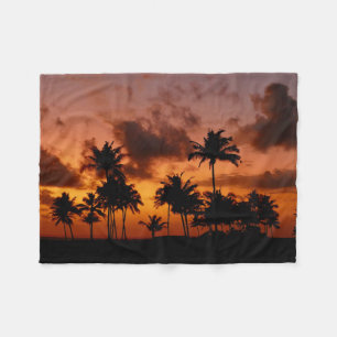Cobertor De Velo Palmeiras ao pôr do sol - vermelho