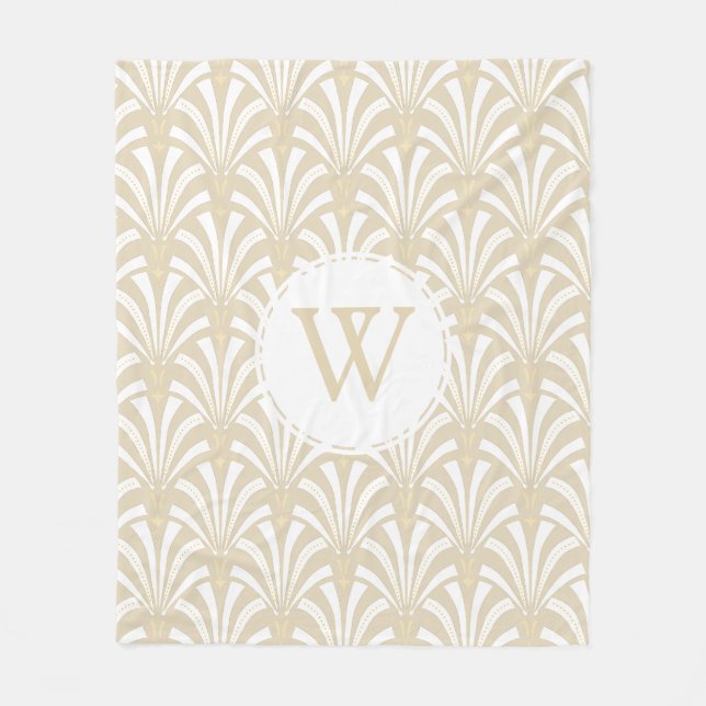 Cobertor De Velo Palmettos Brancos do 1920 Art Deco Classy (Frente)