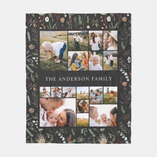 Cobertor De Velo pampas fotobotânicas preto moderno elegante 17 (Frente)