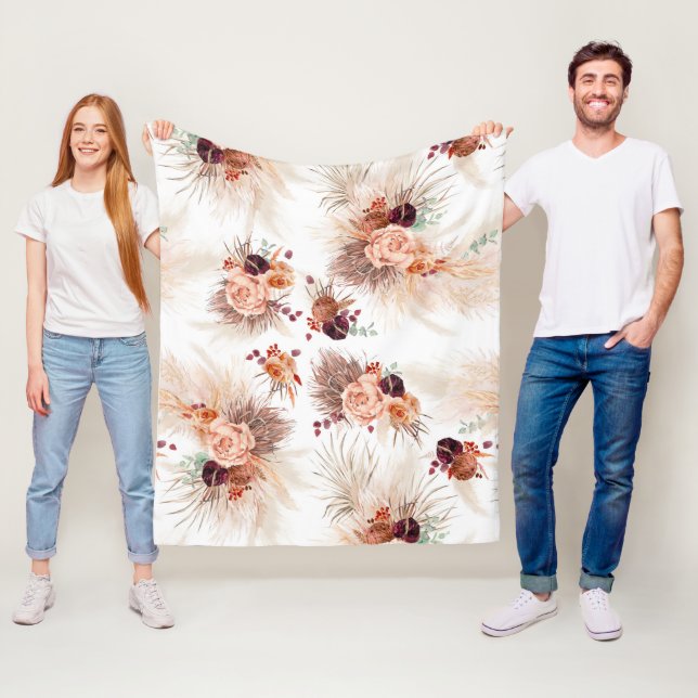 Cobertor De Velo Pampas Grass Terracotta Flowers Botânico Elegante (In Situ)