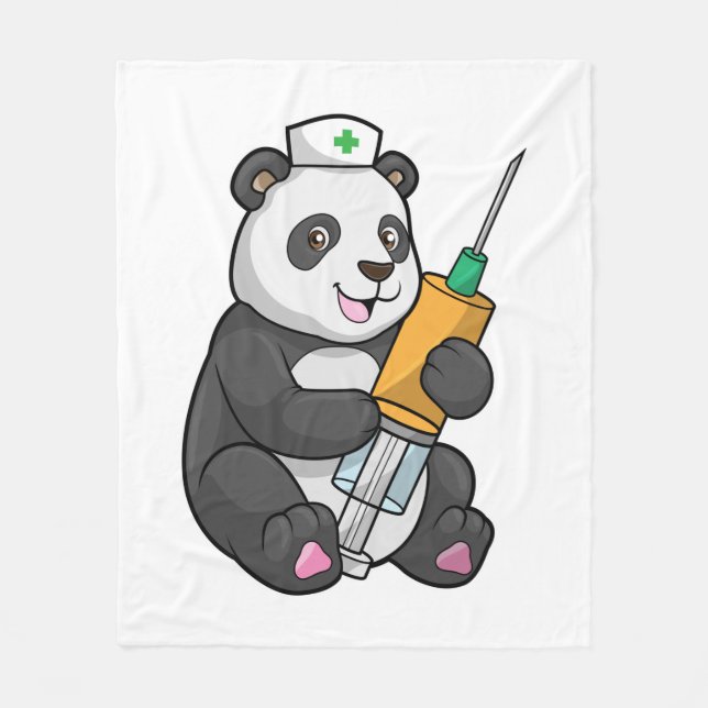 Cobertor De Velo Panda as Nurse with Syringe (Frente)