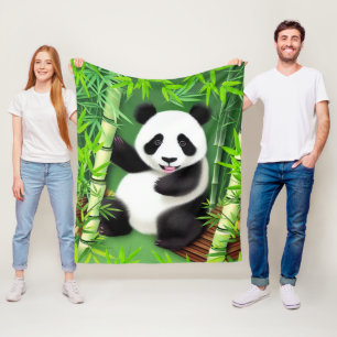 Cobertor De Velo Panda Bonita Em Uma Floresta De Bambu