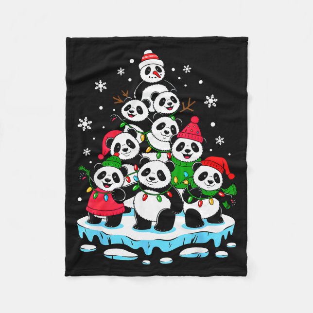 Cobertor De Velo Panda Christmas Tree Panda Lover Xmas Squad Men Wo (Frente)
