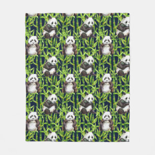 Cobertor De Velo Panda com teste padrão de bambu da aguarela