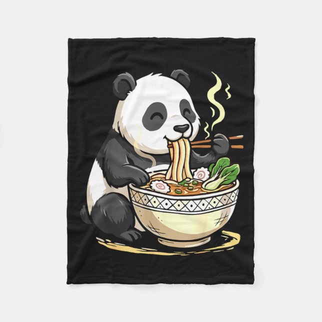 Cobertor De Velo Panda Comendo Macarrão Ramen Engraçado  (Frente)