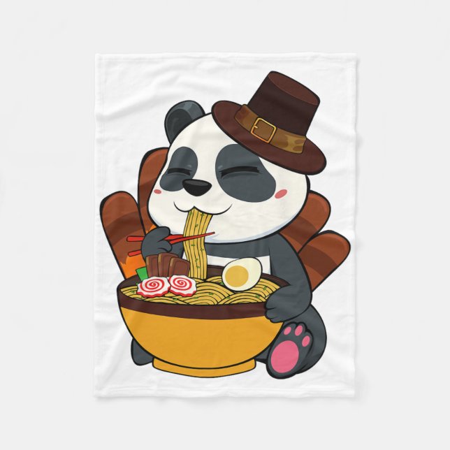 Cobertor De Velo Panda Comendo Ramen Dia de Ação de Graças Comida J (Frente)
