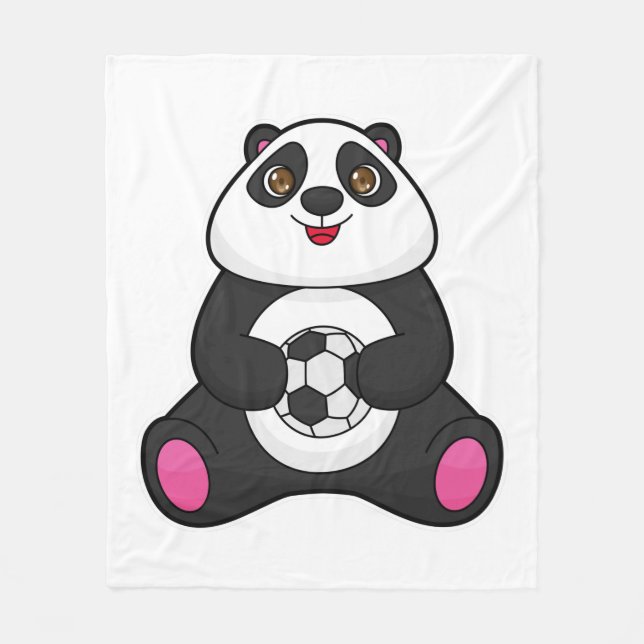 Cobertor De Velo Panda como jogador de futebol com bola de futebol (Frente)