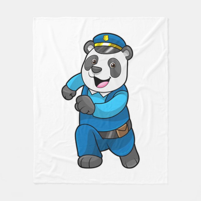Cobertor De Velo Panda como oficial de polícia com chapéu de políci (Frente)