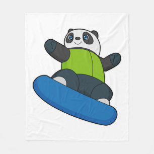 Cobertor De Velo Panda como Snowboarder com Prancha de Neve