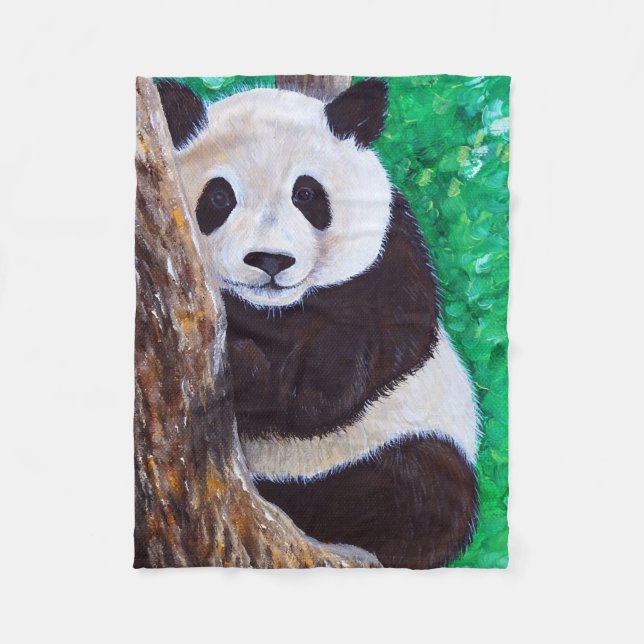 Cobertor De Velo Panda em pintura em árvore (Frente)