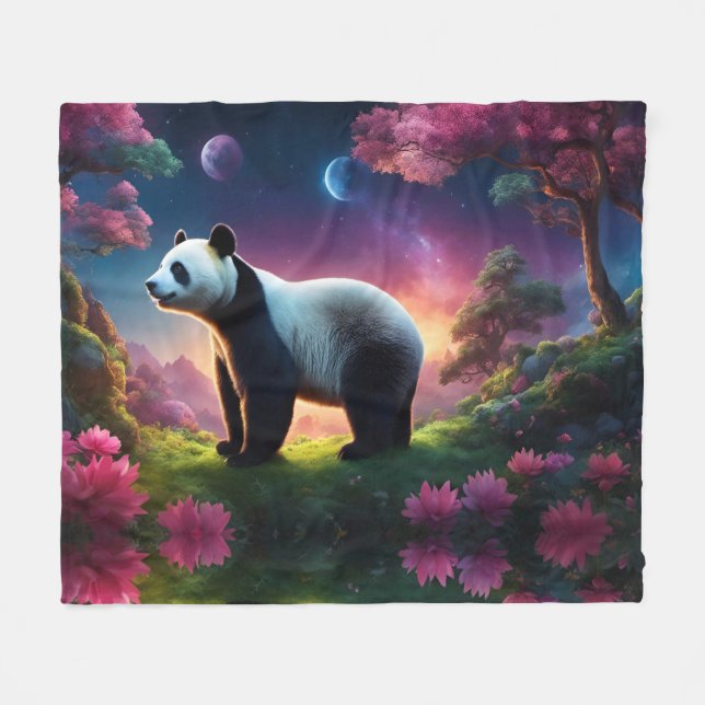 Cobertor De Velo Panda em um Jardim Fantástico (Frente (Horizontal))