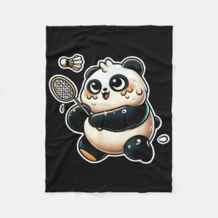 Cobertor De Velo Panda Engraçado Jogando Badminton Exercício Esport
