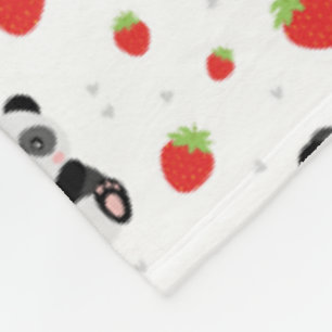 Cobertor De Velo Panda fofo com morango