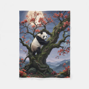 Cobertor De Velo Panda Fofo Dormindo Em Árvore Sob Luz do Luar Flan