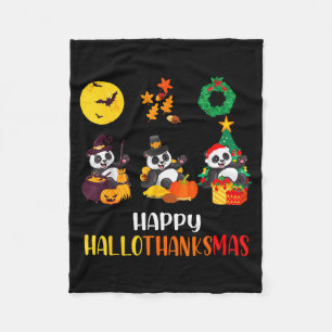 Cobertor De Velo Panda Halloween Natal Feliz Hallothanksmas Pan