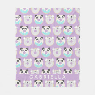 Cobertor De Velo Panda Koala Kawaii Rosquinha Padrão Nome Personali