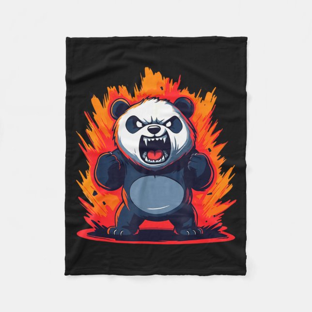 Cobertor De Velo Panda Looking Angry Graphic Funny Panda Kawaii  (Frente)
