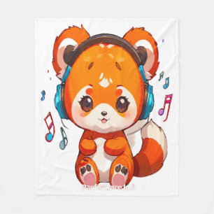 Cobertor De Velo Panda Ouvindo Música Kpop