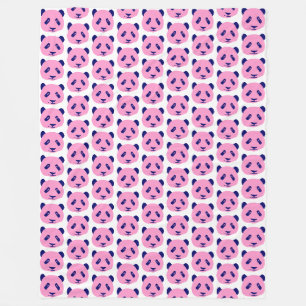 Cobertor De Velo Panda Rosa e Azul Escuro Padrão