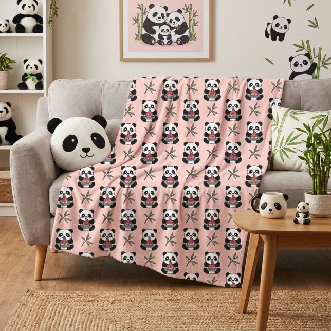 Cobertor De Velo Panda Rosa Fofo  (Criador carregado)