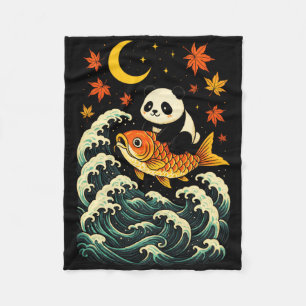 Cobertor De Velo Panda Surfando Onda - Arte Divertida de Animal Jap