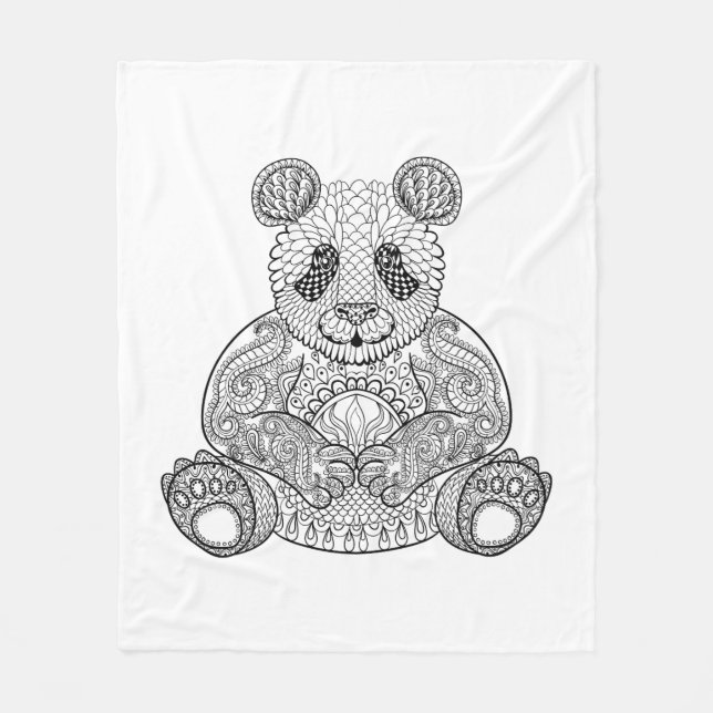 Cobertor De Velo Panda tribal inspirada (Frente)