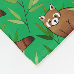 Cobertor De Velo Panda Vermelha e Bamboo deixa padrão e monograma