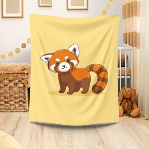 Cobertor De Velo Panda Vermelho Fofo em Amarelo