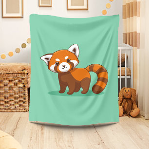 Cobertor De Velo Panda Vermelho Fofo em Verde
