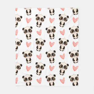 Cobertor De Velo Pandas e Corações