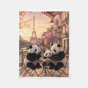 Cobertor De Velo Pandas Fofos no Café de Paris com Fleece da Torre