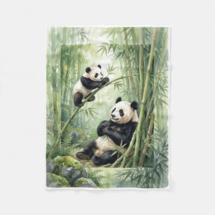 Cobertor De Velo Pandas Pequenos e Fofos Explorando a Floresta de B