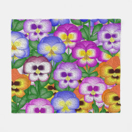 Cobertor De Velo Pansies Medium Fleece Blanket