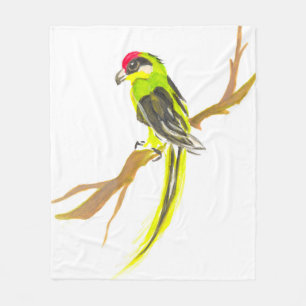 Cobertor De Velo Papagaio em um ramo. Pintura da aguarela