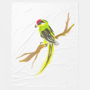 Cobertor De Velo Papagaio em um ramo. Pintura da aguarela