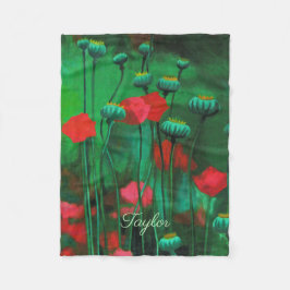 Cobertor De Velo Papagaios vermelhos e verdes, Flores Modelo de Art