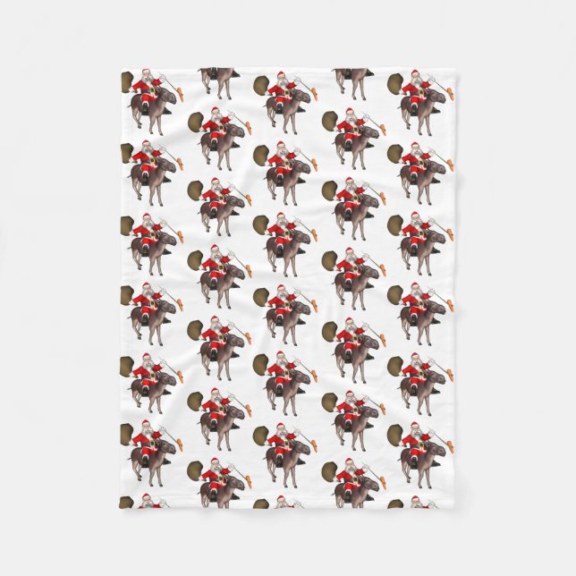 Cobertor De Velo Papai Noel ama Donkeys (Frente)
