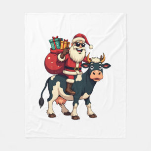 Cobertor De Velo Papai Noel Bigfoot Vintage Montado Vaca Natal Dive
